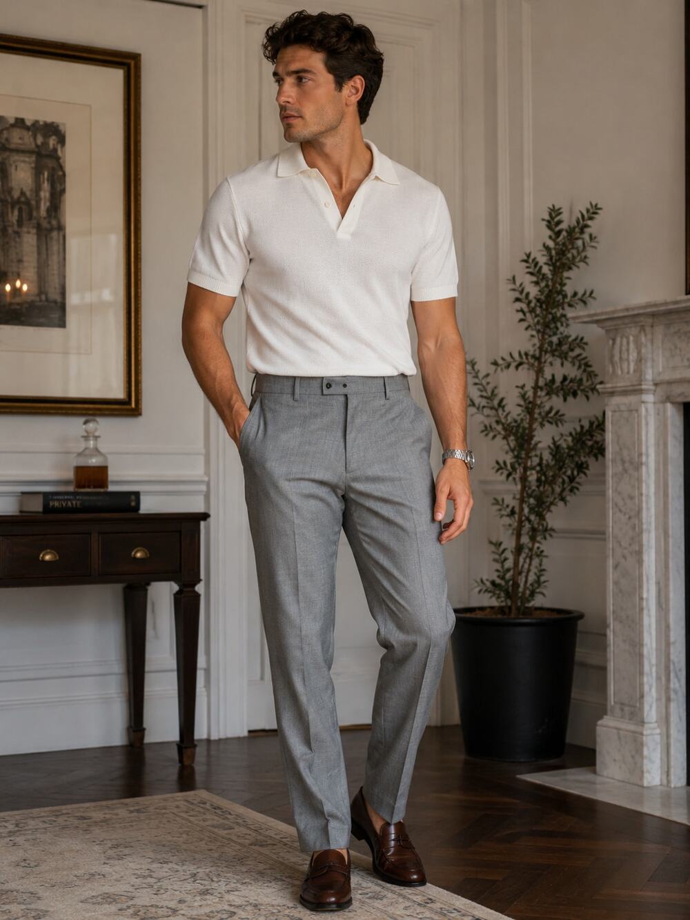 APT. 9 Men’s Sharkskin Dress Pants Light Gray 34/29 Stretch